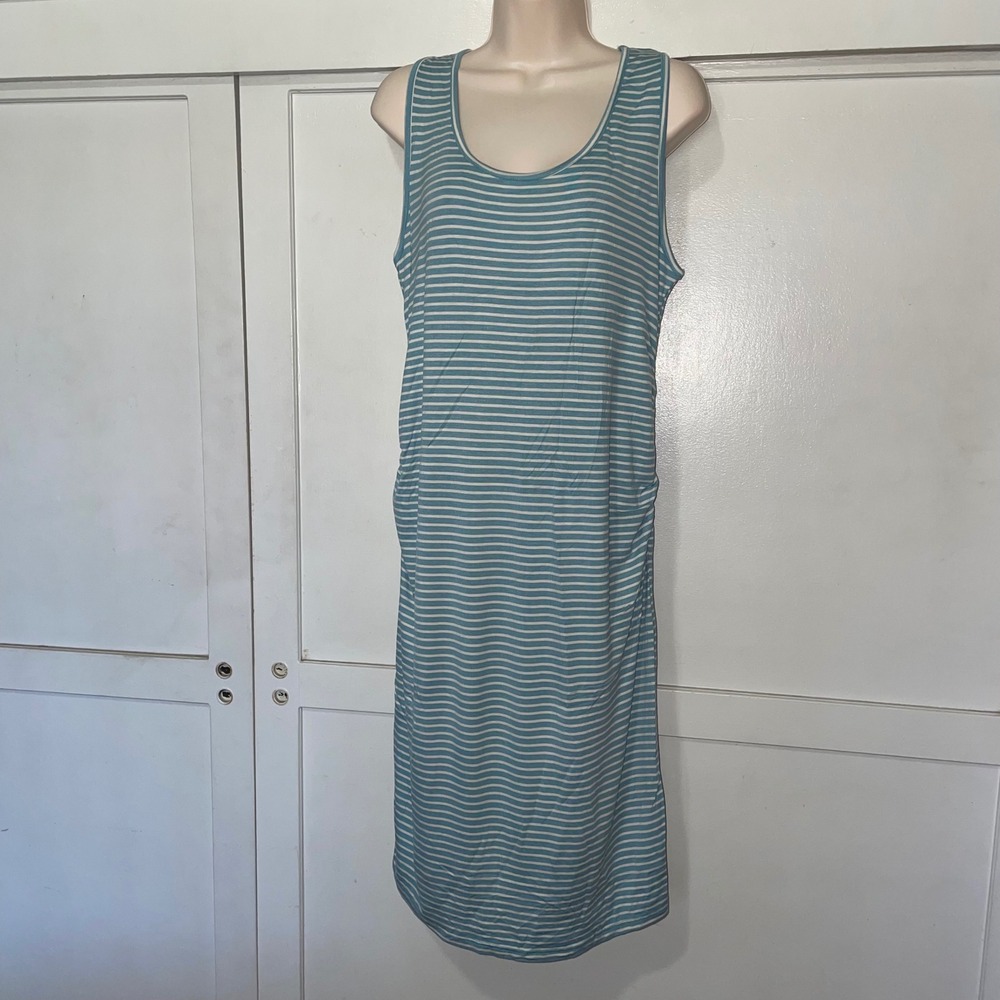 Striped XL lined‎ ruched maxi Dress Sleeveless Casual Summer NWOT